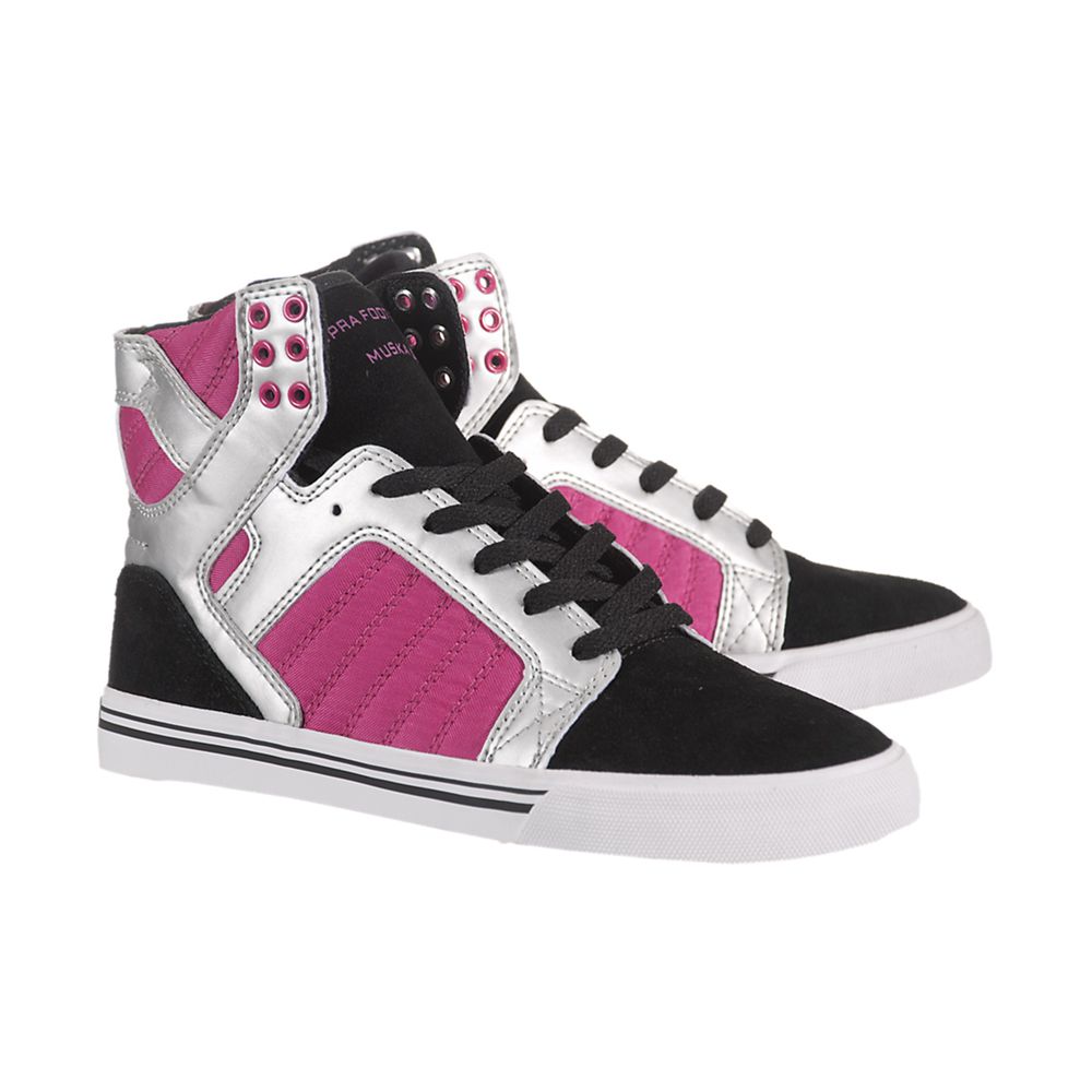 Baskets Montantes Supra SkyTop Multicolore Black/Silver/Pink/White Femme | NDA-81709000